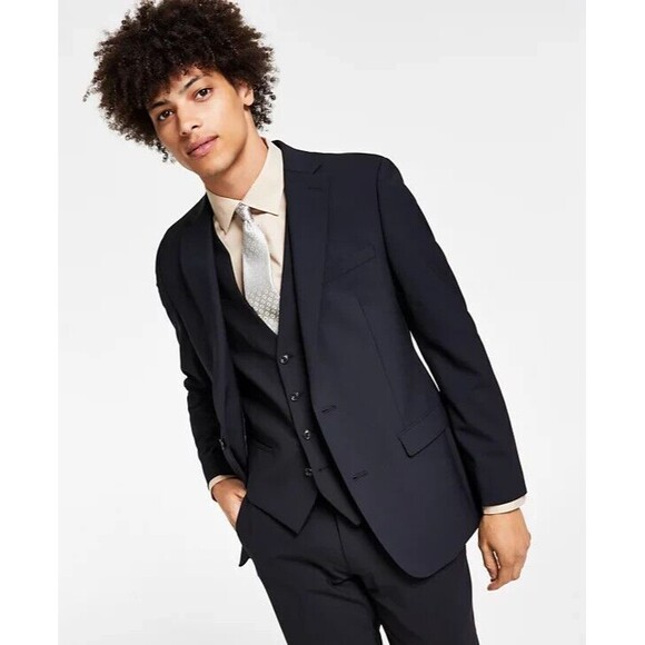 $425 Bar III Men's Black Wool Blend Slim Fit Suit Jacket Blazer Sz 38S